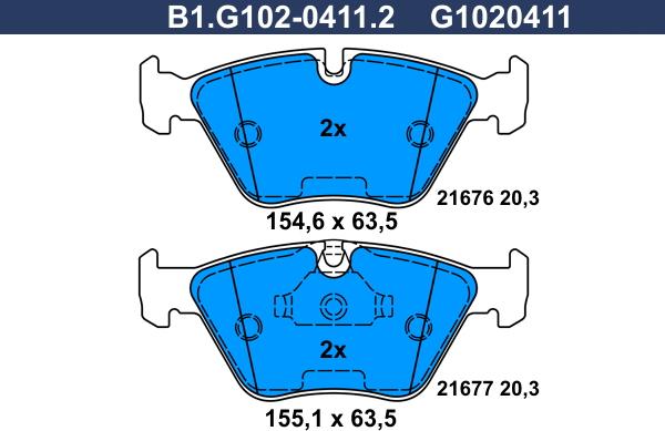 Galfer B1.G102-0411.2 - Bremžu uzliku kompl., Disku bremzes ps1.lv