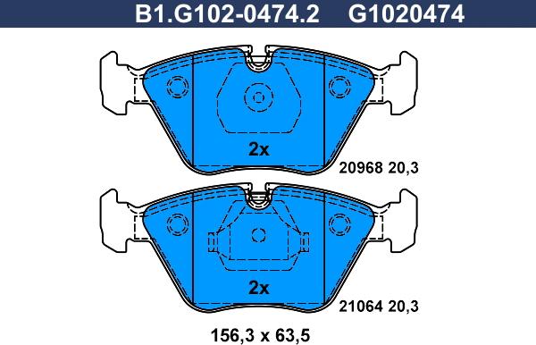 Galfer B1.G102-0474.2 - Bremžu uzliku kompl., Disku bremzes ps1.lv