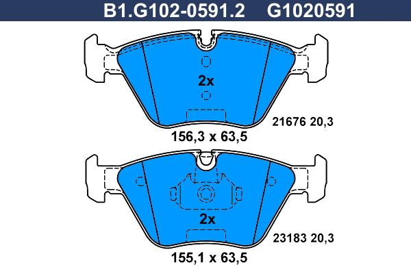 Galfer B1.G102-0591.2 - Bremžu uzliku kompl., Disku bremzes ps1.lv