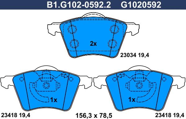 Galfer B1.G102-0592.2 - Bremžu uzliku kompl., Disku bremzes ps1.lv