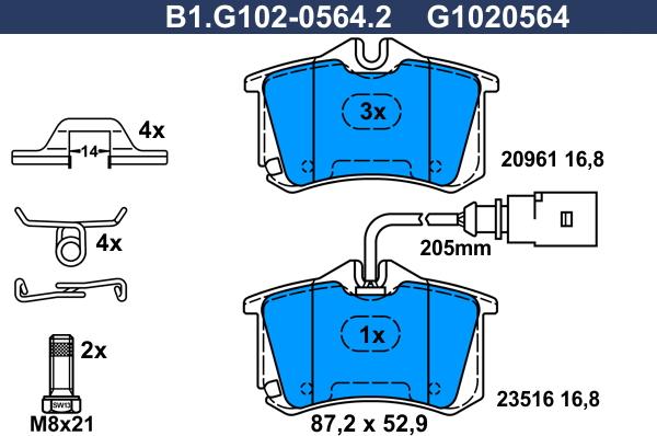 Galfer B1.G102-0564.2 - Bremžu uzliku kompl., Disku bremzes ps1.lv