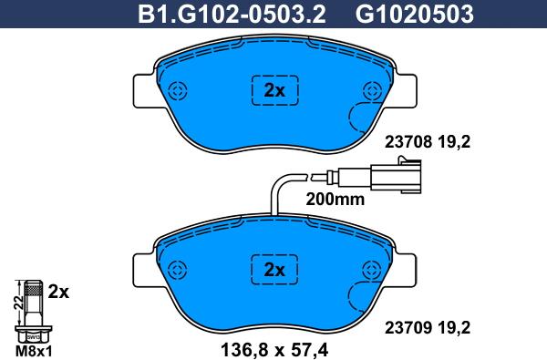 Galfer B1.G102-0503.2 - Bremžu uzliku kompl., Disku bremzes ps1.lv