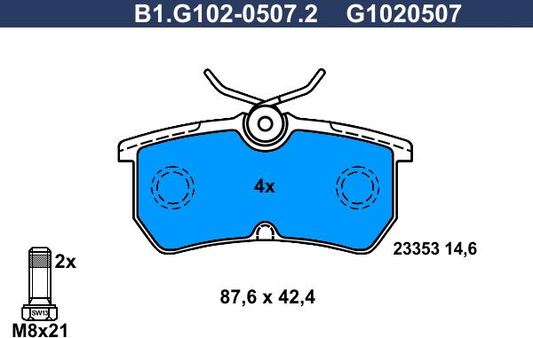 Galfer B1.G102-0507.2 - Bremžu uzliku kompl., Disku bremzes ps1.lv