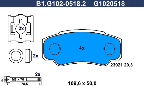 Galfer B1.G102-0518.2 - Bremžu uzliku kompl., Disku bremzes ps1.lv