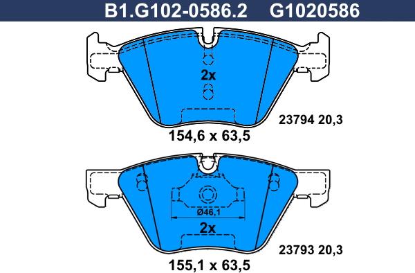 Galfer B1.G102-0586.2 - Bremžu uzliku kompl., Disku bremzes ps1.lv