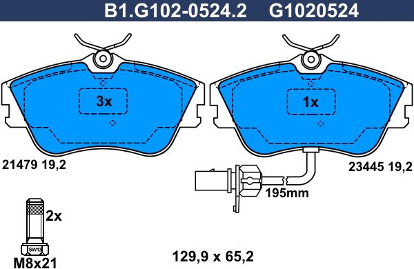 Galfer B1.G102-0524.2 - Bremžu uzliku kompl., Disku bremzes ps1.lv