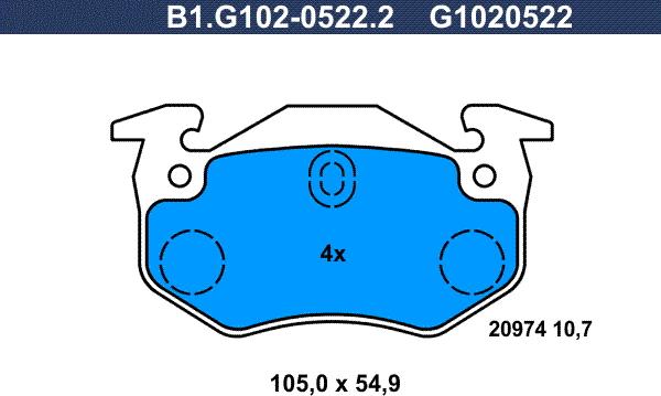 Galfer B1.G102-0522.2 - Bremžu uzliku kompl., Disku bremzes ps1.lv