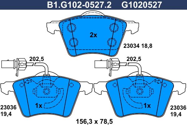 Galfer B1.G102-0527.2 - Bremžu uzliku kompl., Disku bremzes ps1.lv