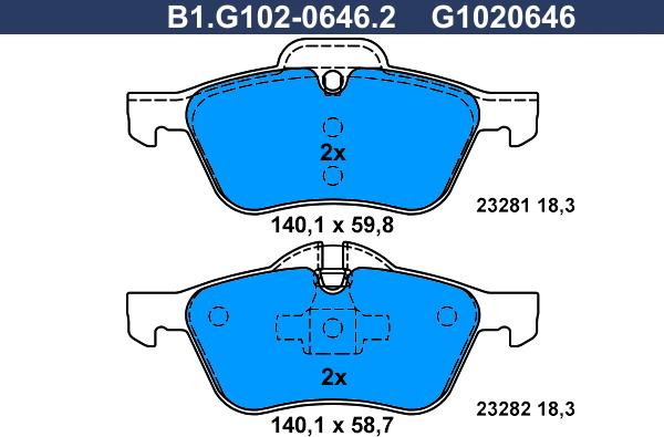 Galfer B1.G102-0646.2 - Bremžu uzliku kompl., Disku bremzes ps1.lv