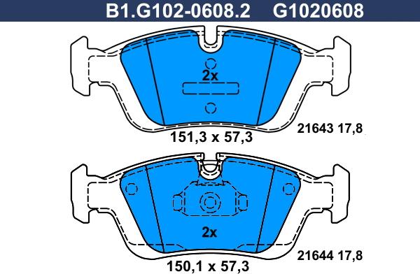 Galfer B1.G102-0608.2 - Bremžu uzliku kompl., Disku bremzes ps1.lv