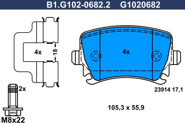 Galfer B1.G102-0682.2 - Bremžu uzliku kompl., Disku bremzes ps1.lv