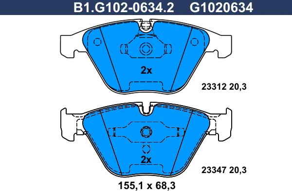 Galfer B1.G102-0634.2 - Bremžu uzliku kompl., Disku bremzes ps1.lv