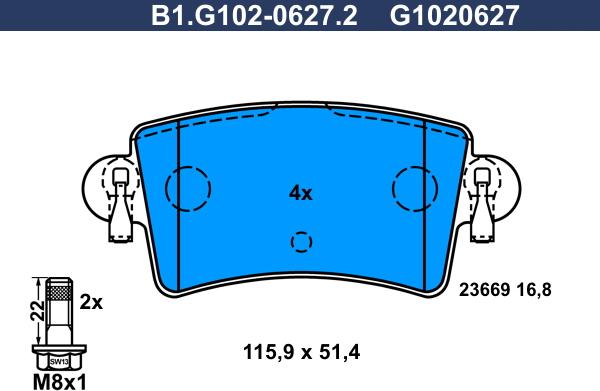 Galfer B1.G102-0627.2 - Bremžu uzliku kompl., Disku bremzes ps1.lv