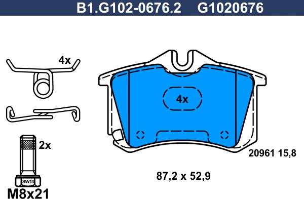 Galfer B1.G102-0676.2 - Bremžu uzliku kompl., Disku bremzes ps1.lv