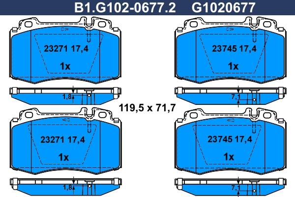 Galfer B1.G102-0677.2 - Bremžu uzliku kompl., Disku bremzes ps1.lv