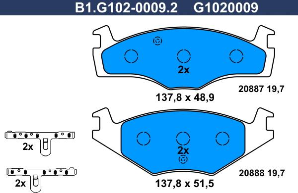 Galfer B1.G102-0009.2 - Bremžu uzliku kompl., Disku bremzes ps1.lv