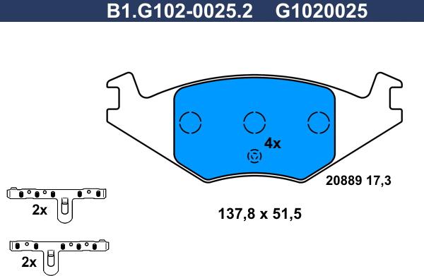 Galfer B1.G102-0025.2 - Bremžu uzliku kompl., Disku bremzes ps1.lv