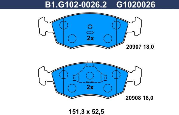 Galfer B1.G102-0026.2 - Bremžu uzliku kompl., Disku bremzes ps1.lv