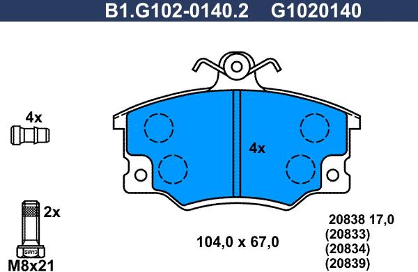 Galfer B1.G102-0140.2 - Bremžu uzliku kompl., Disku bremzes ps1.lv