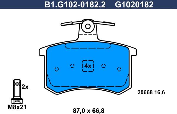 Galfer B1.G102-0182.2 - Bremžu uzliku kompl., Disku bremzes ps1.lv