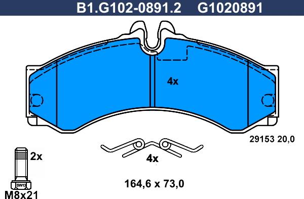 Galfer B1.G102-0891.2 - Bremžu uzliku kompl., Disku bremzes ps1.lv