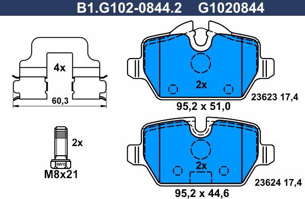 Galfer B1.G102-0844.2 - Bremžu uzliku kompl., Disku bremzes ps1.lv