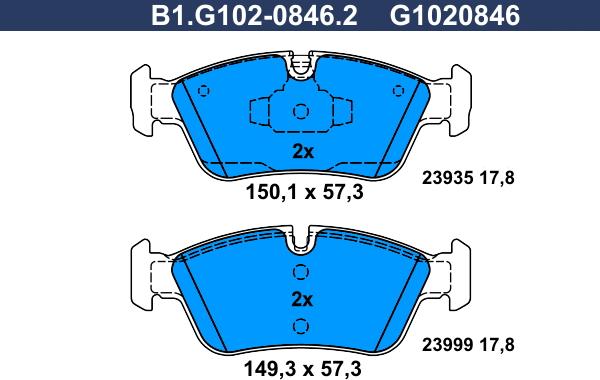 Galfer B1.G102-0846.2 - Bremžu uzliku kompl., Disku bremzes ps1.lv