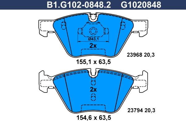 Galfer B1.G102-0848.2 - Bremžu uzliku kompl., Disku bremzes ps1.lv