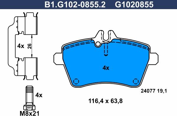 Galfer B1.G102-0855.2 - Bremžu uzliku kompl., Disku bremzes ps1.lv