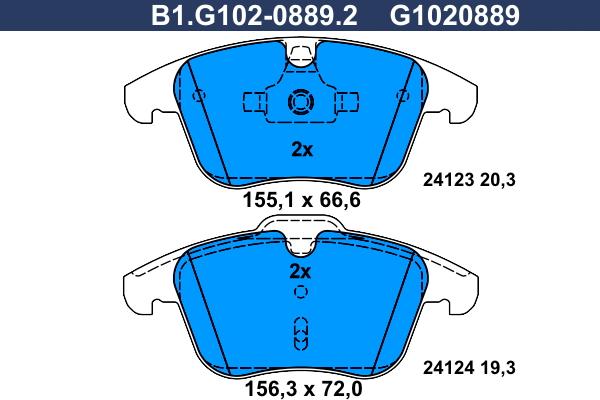 Galfer B1.G102-0889.2 - Bremžu uzliku kompl., Disku bremzes ps1.lv