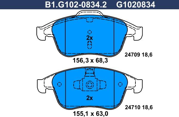 Galfer B1.G102-0834.2 - Bremžu uzliku kompl., Disku bremzes ps1.lv