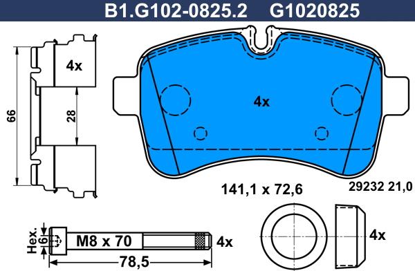 Galfer B1.G102-0825.2 - Bremžu uzliku kompl., Disku bremzes ps1.lv