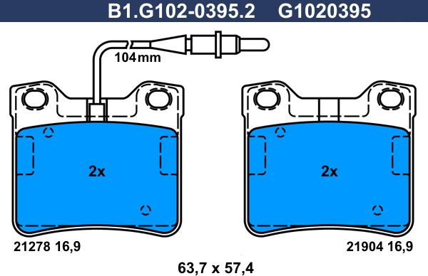 Galfer B1.G102-0395.2 - Bremžu uzliku kompl., Disku bremzes ps1.lv