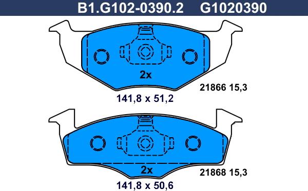 Galfer B1.G102-0390.2 - Bremžu uzliku kompl., Disku bremzes ps1.lv