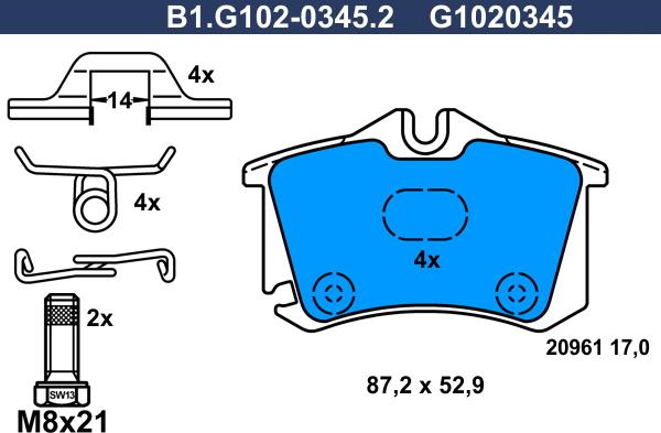 Galfer B1.G102-0345.2 - Bremžu uzliku kompl., Disku bremzes ps1.lv