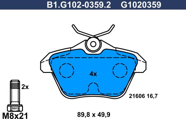 Galfer B1.G102-0359.2 - Bremžu uzliku kompl., Disku bremzes ps1.lv