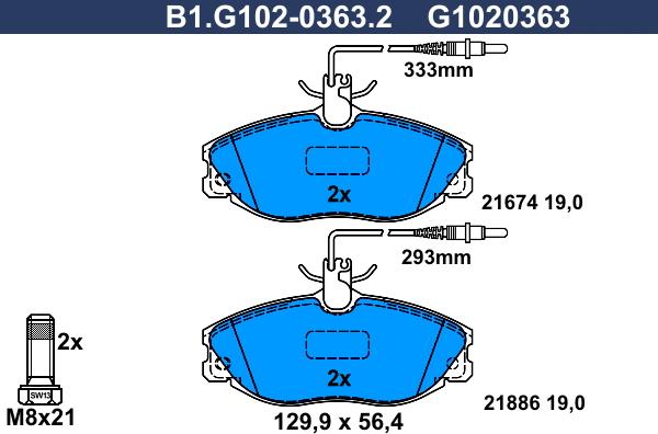 Galfer B1.G102-0363.2 - Bremžu uzliku kompl., Disku bremzes ps1.lv