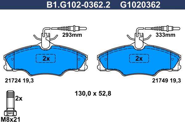 Galfer B1.G102-0362.2 - Bremžu uzliku kompl., Disku bremzes ps1.lv