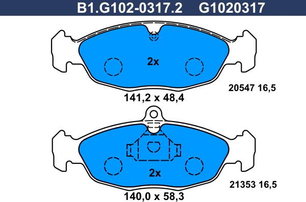 Galfer B1.G102-0317.2 - Bremžu uzliku kompl., Disku bremzes ps1.lv