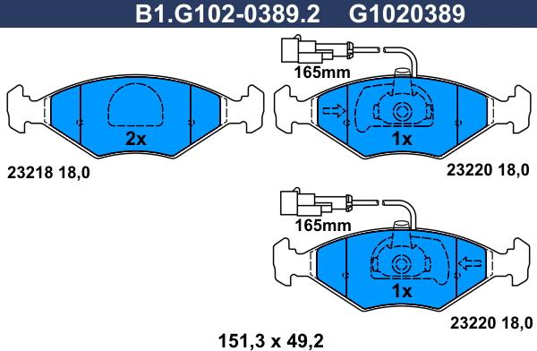 Galfer B1.G102-0389.2 - Bremžu uzliku kompl., Disku bremzes ps1.lv