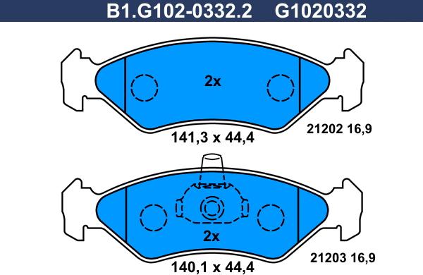 Galfer B1.G102-0332.2 - Bremžu uzliku kompl., Disku bremzes ps1.lv