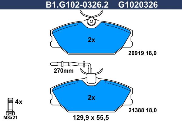 Galfer B1.G102-0326.2 - Bremžu uzliku kompl., Disku bremzes ps1.lv