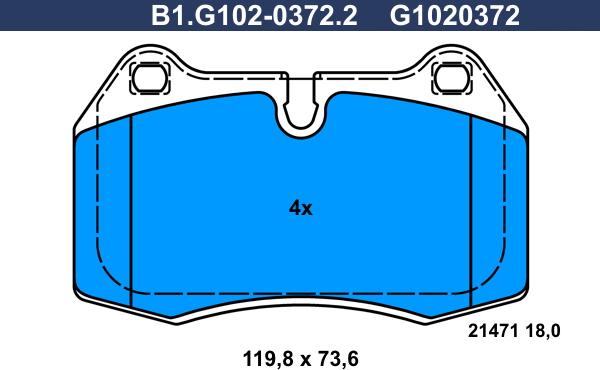 Galfer B1.G102-0372.2 - Bremžu uzliku kompl., Disku bremzes ps1.lv