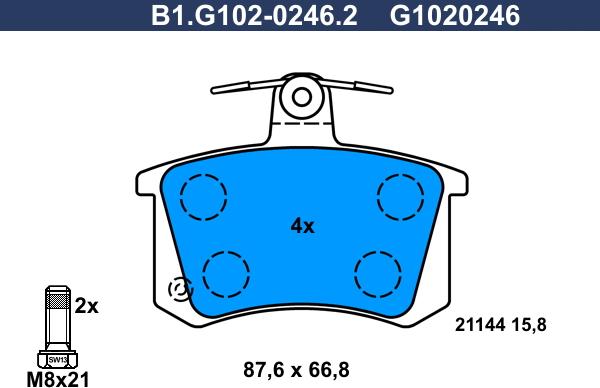 Galfer B1.G102-0246.2 - Bremžu uzliku kompl., Disku bremzes ps1.lv