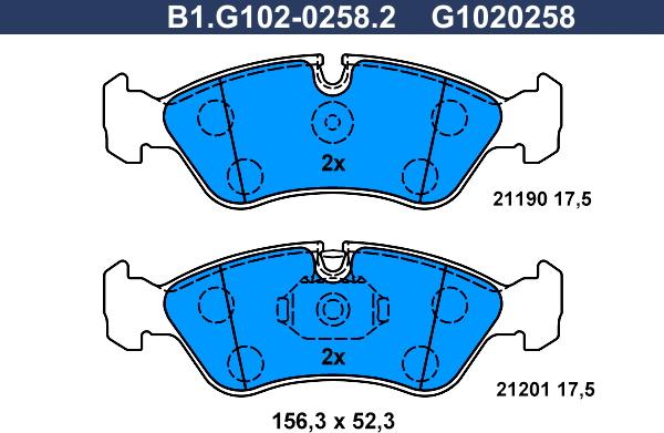 Galfer B1.G102-0258.2 - Bremžu uzliku kompl., Disku bremzes ps1.lv