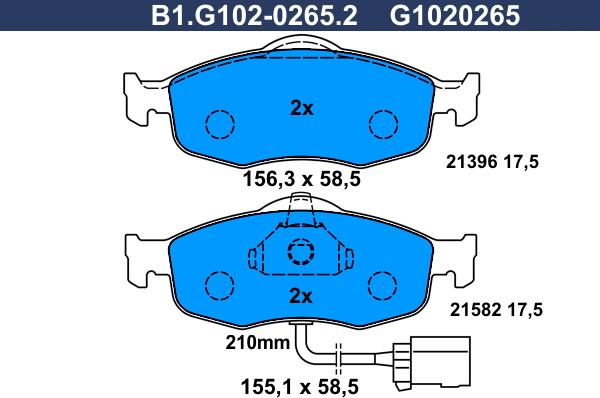 Galfer B1.G102-0265.2 - Bremžu uzliku kompl., Disku bremzes ps1.lv