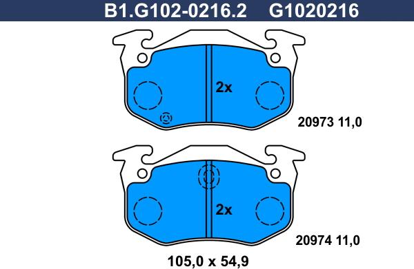 Galfer B1.G102-0216.2 - Bremžu uzliku kompl., Disku bremzes ps1.lv