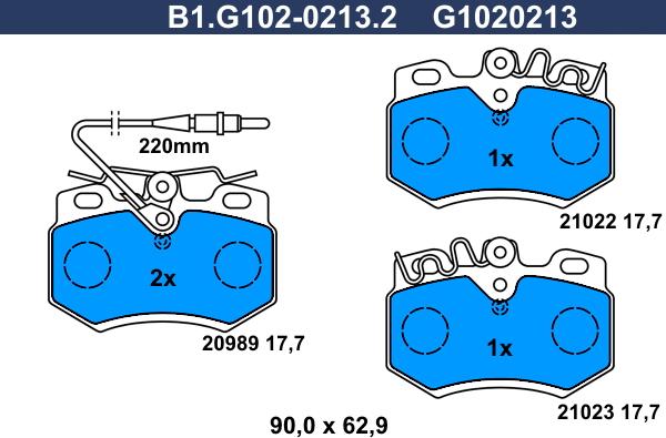 Galfer B1.G102-0213.2 - Bremžu uzliku kompl., Disku bremzes ps1.lv