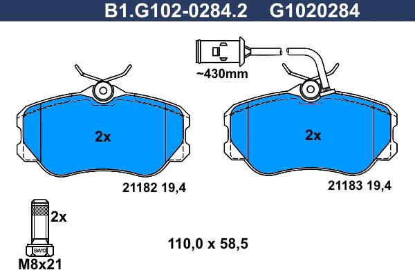 Galfer B1.G102-0284.2 - Bremžu uzliku kompl., Disku bremzes ps1.lv