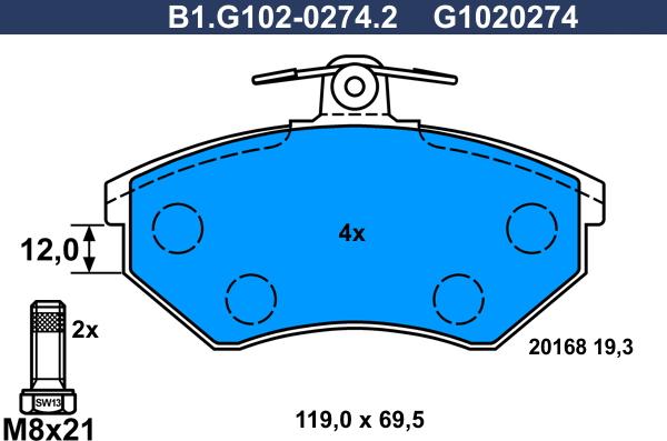 Galfer B1.G102-0274.2 - Bremžu uzliku kompl., Disku bremzes ps1.lv